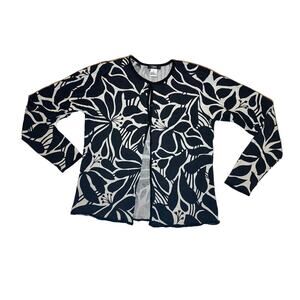 Obee Woman's Cardigan Set Silk Blend Black Floral Size Small